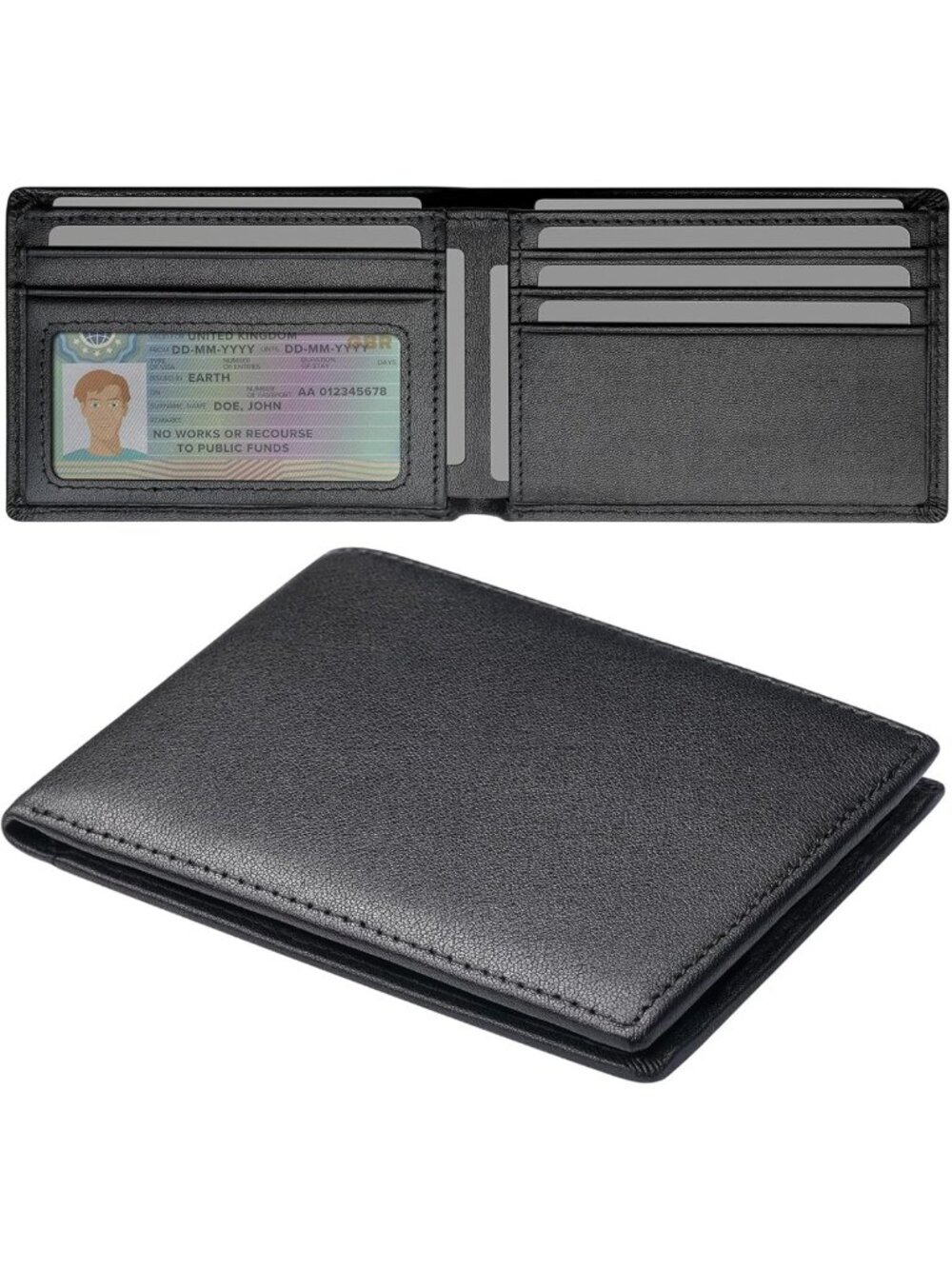 Slim Genuine Leather Wallet for Men, RFID Blocking Bifold, Front Pocket, ID